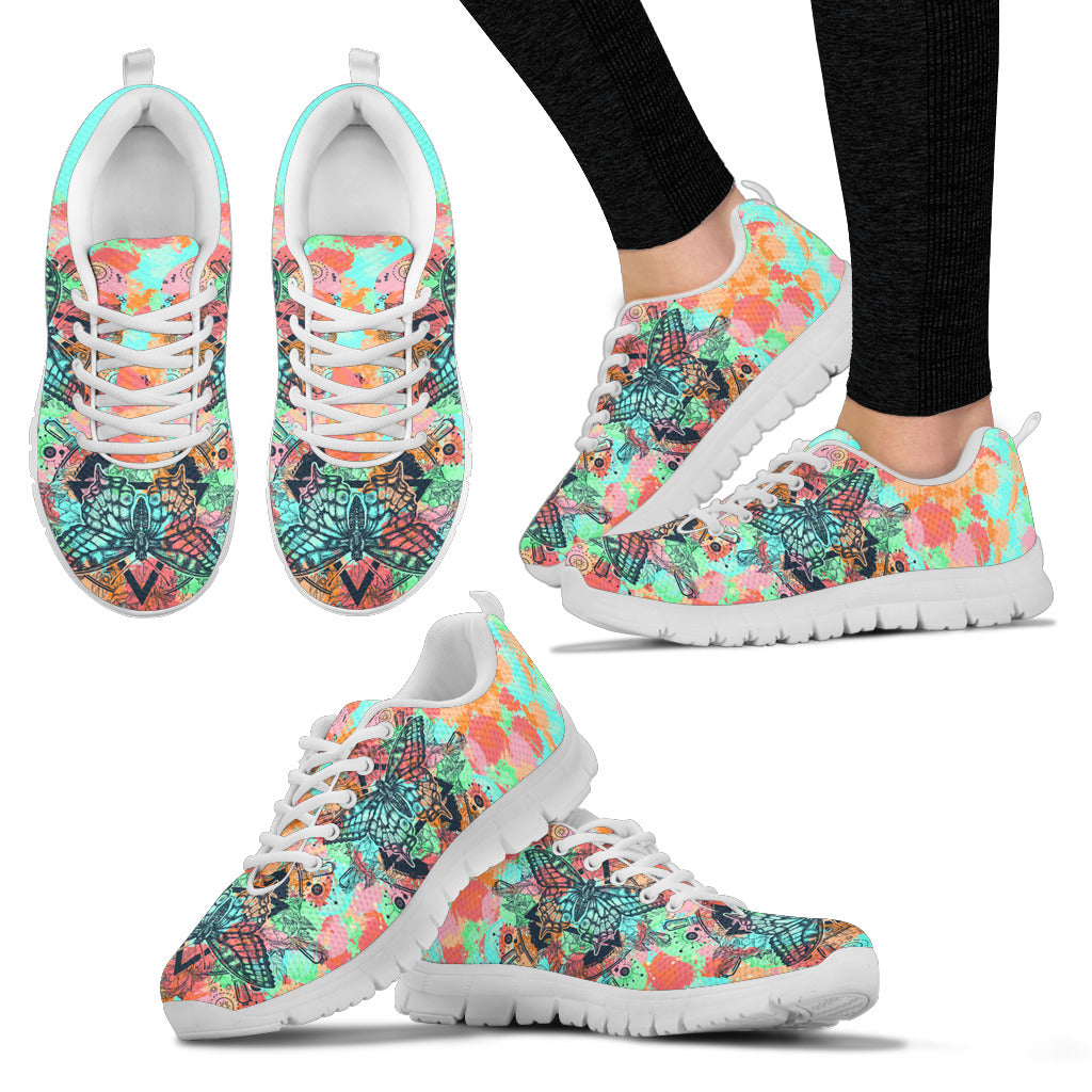 Colorful Flower Butterfly Sneakers. - JaZazzy 