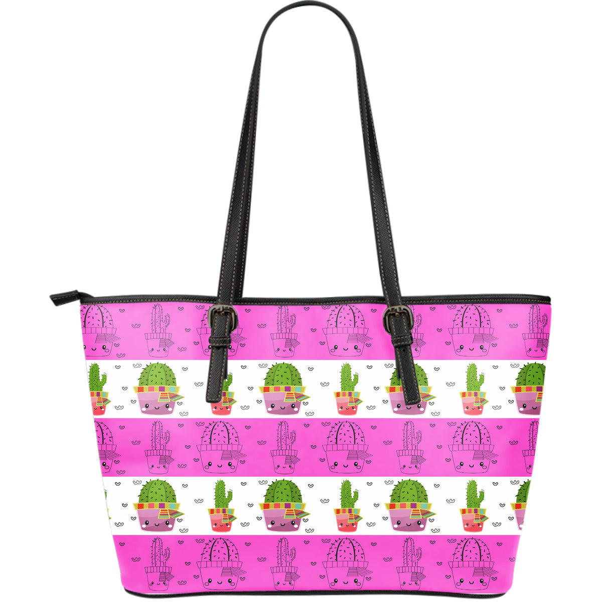 Cute Cactus Large Leather Tote Bag - JaZazzy 