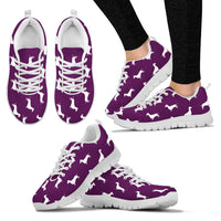 Thumbnail for Purple sneakers with white duchshunds and white soles - JaZazzy 