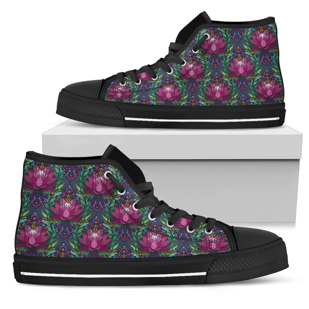 Womens Purple Spiritual Lotus High Top - JaZazzy 