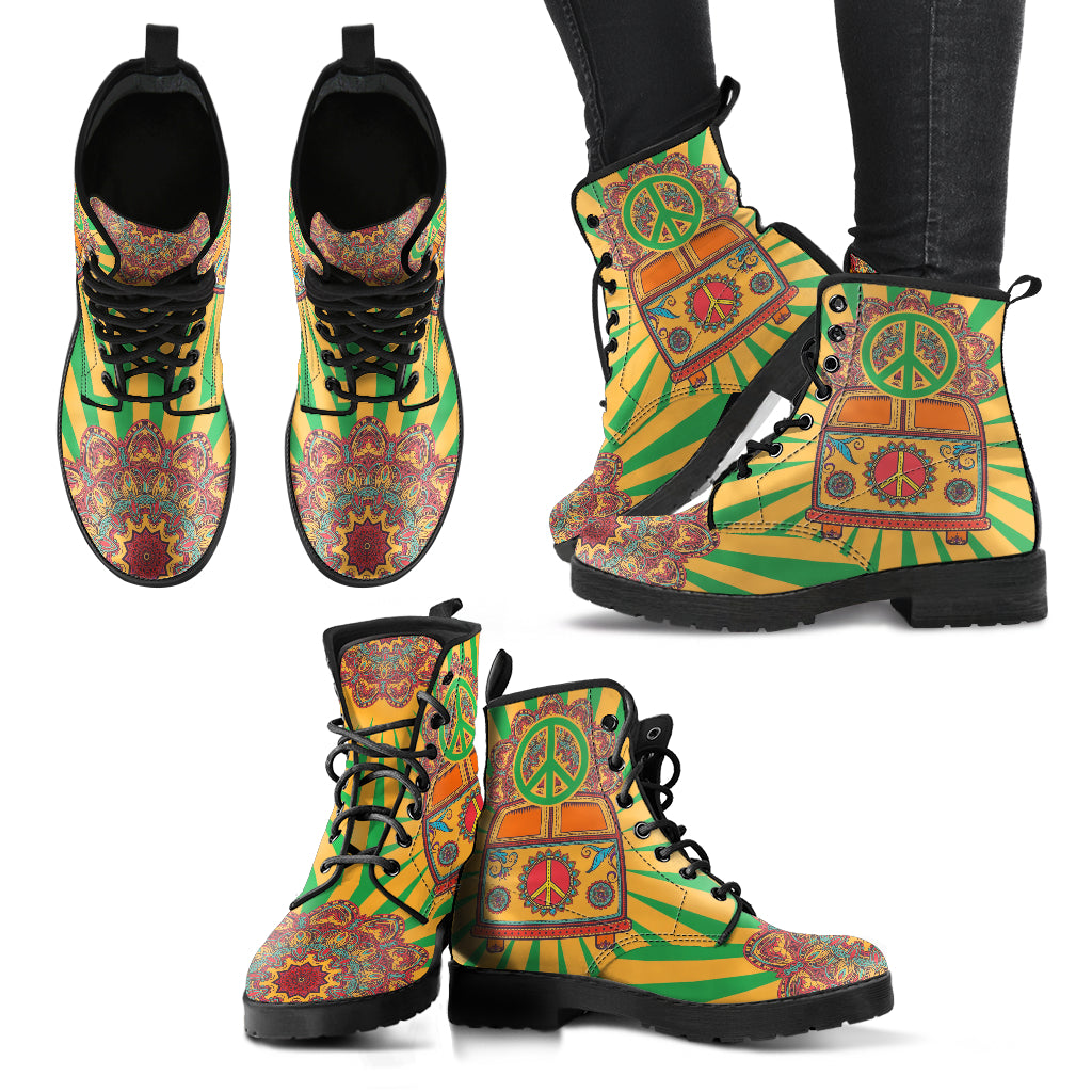 Hippie Peace Van Handcrafted Boots