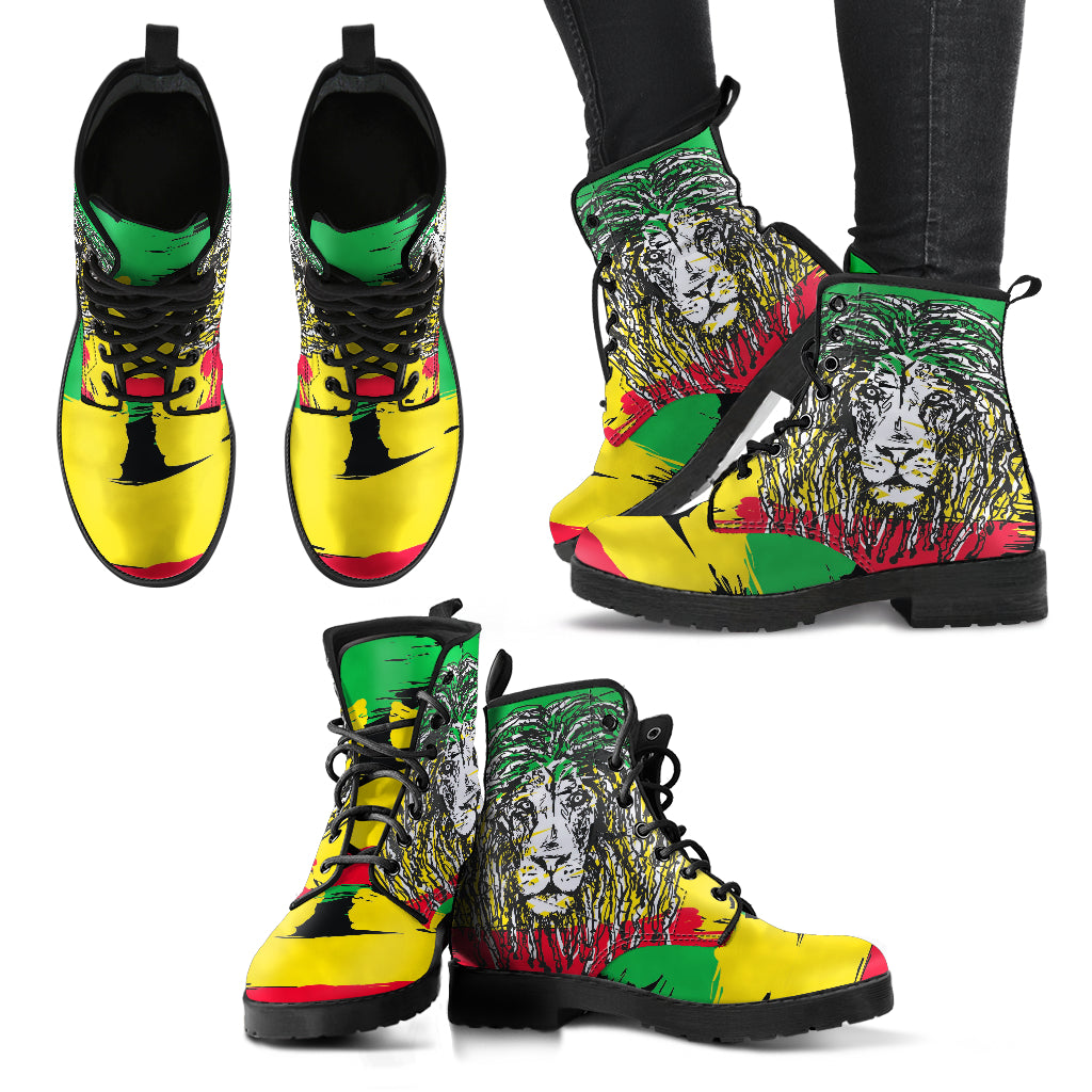 Rasta Lion Handcrafted Boots - JaZazzy 