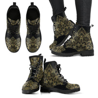 Thumbnail for Gold Lotus Women's Leather Boots - JaZazzy 