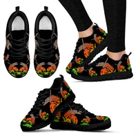 Thumbnail for Red and Green Lotus Dragonfly Sneakers. - JaZazzy 