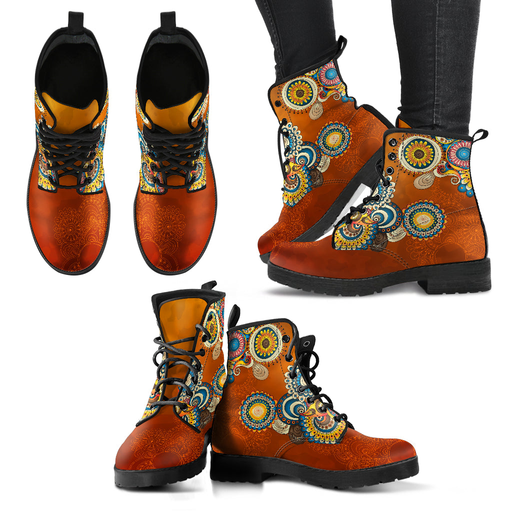 Orange Henna Handcrafted Boots V2 - JaZazzy 