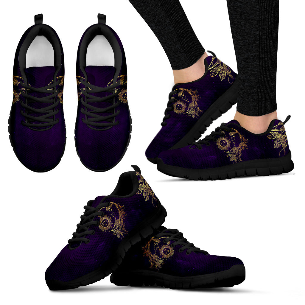Womens Sun and Moon Dark Purple Sneakers - JaZazzy 