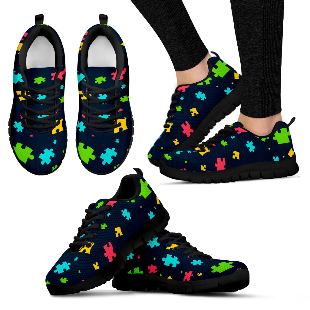 Womens Autism Awareness Puzzle Pieces Sneakers - JaZazzy 