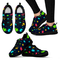 Thumbnail for Womens Autism Awareness Puzzle Pieces Sneakers - JaZazzy 