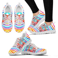 Thumbnail for Stripes & Sugar Skull Handcrafted Sneakers. - JaZazzy 