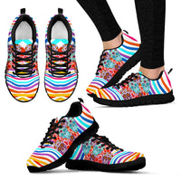 Thumbnail for Stripes &  Sugar Skull Handcrafted Sneakers. - JaZazzy 