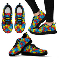 Thumbnail for Womens Autism Awareness Puzzle Sneakers - JaZazzy 