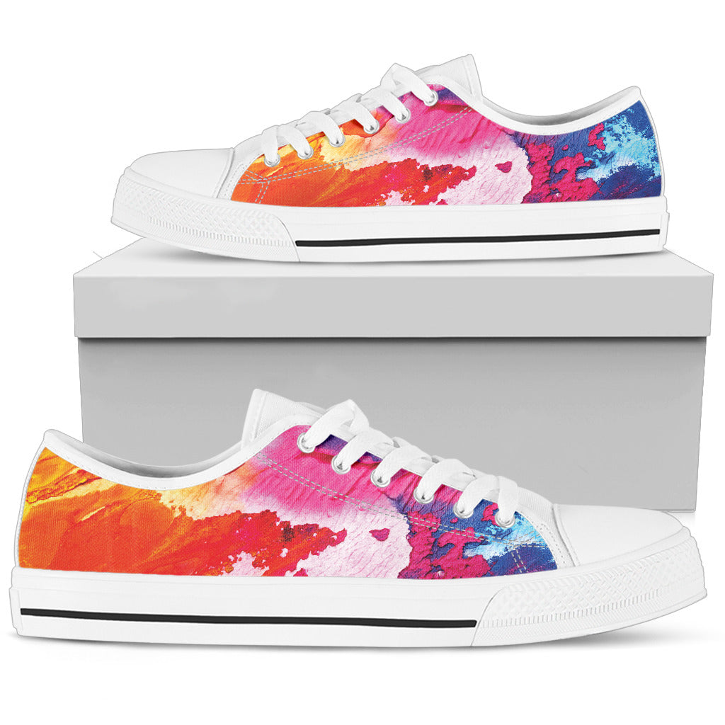 Abstract Oil Paintings P2 - Women's Low Top Shoes (White) - JaZazzy 