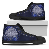 Thumbnail for Womens Blue Lotus Fractal High Top - JaZazzy 