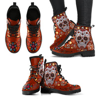 Thumbnail for Red Sugar Skull Handcrafted Boots - JaZazzy 