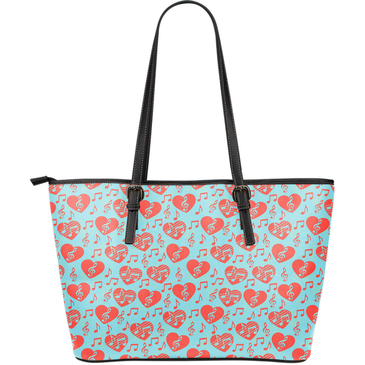 Music Hearts Large Leather Tote Bag - JaZazzy 