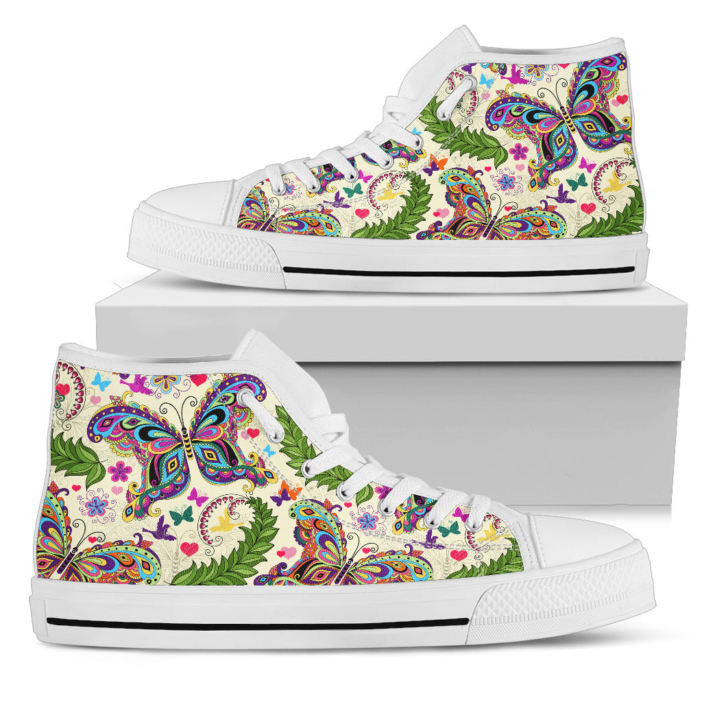 Butterfly High Top Shoes White - JaZazzy 