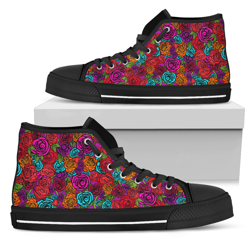 Multi Colored Roses Women's High Top - JaZazzy 