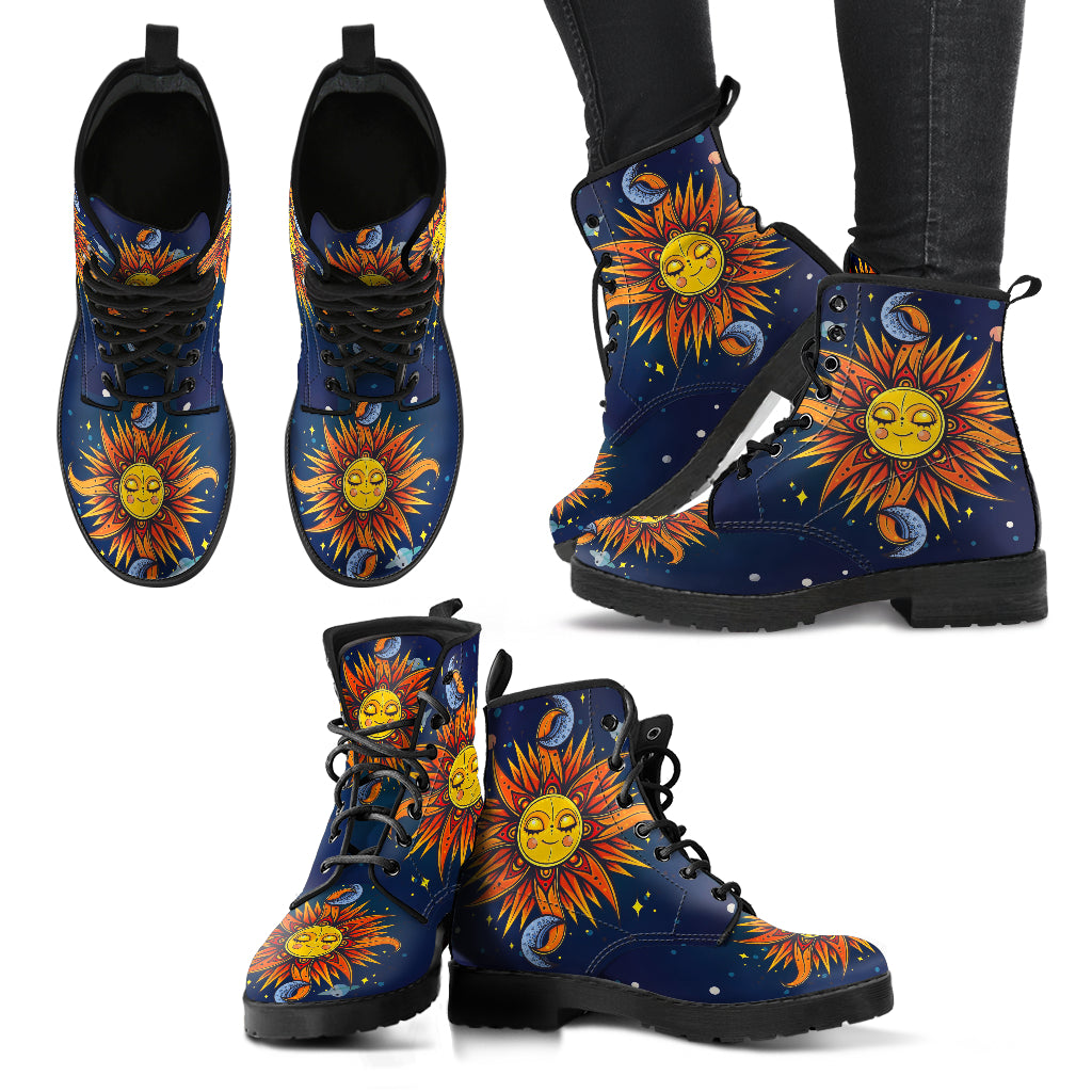 Space Sun & Moon Handcrafted Boots - JaZazzy 