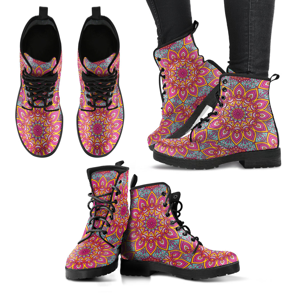 Floral Mandala 5 Handcrafted Boots - JaZazzy 