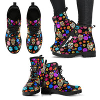 Thumbnail for Sugar Skull Party Vegan Leather Boots for Women - JaZazzy 