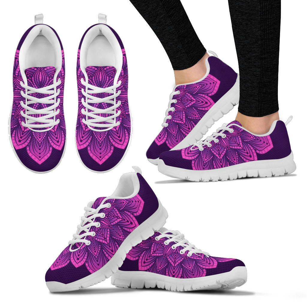 Purple Lotus Flower Mandala Sneakers - JaZazzy 