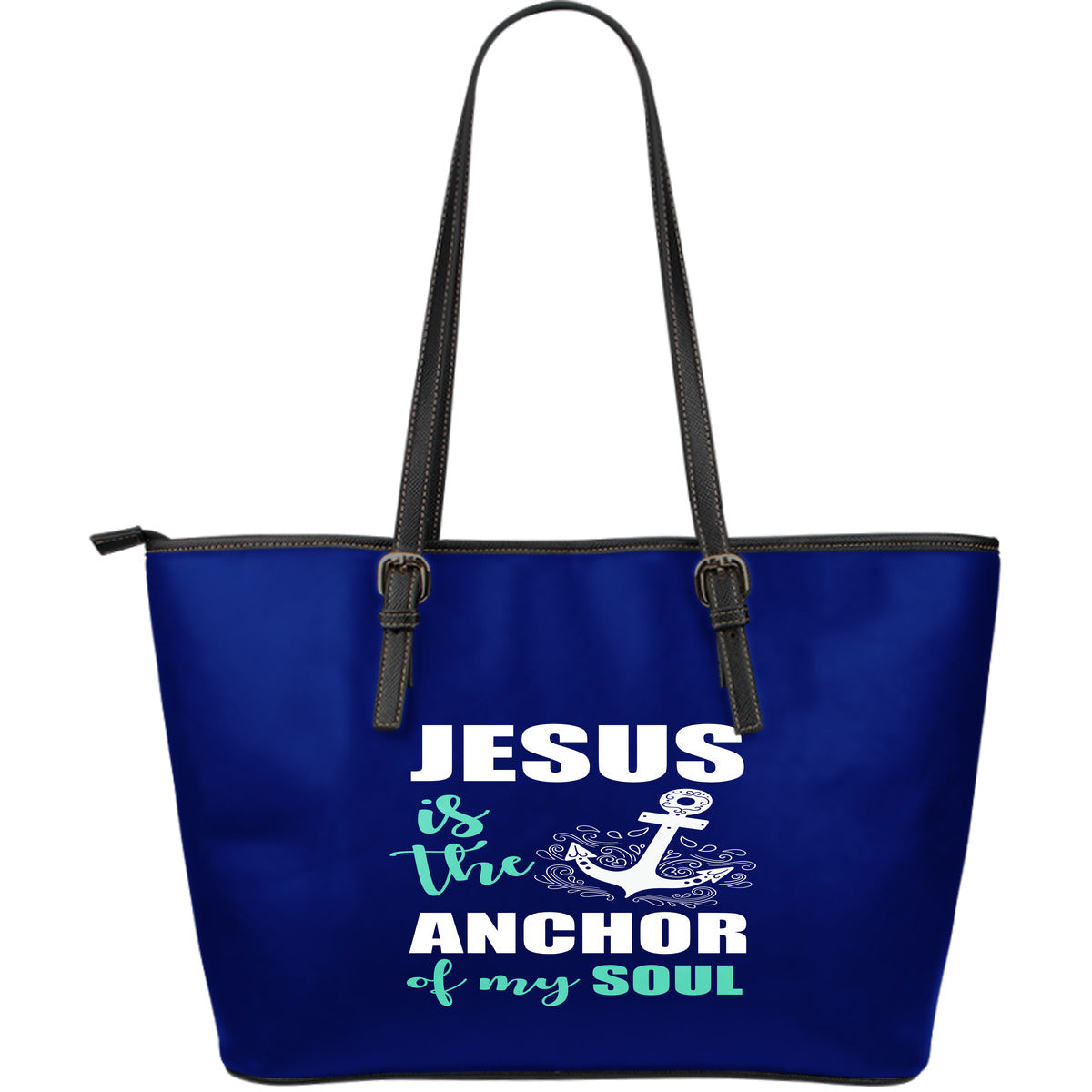 NP Jesus Is The Anchor Leather Tote Bag - JaZazzy 