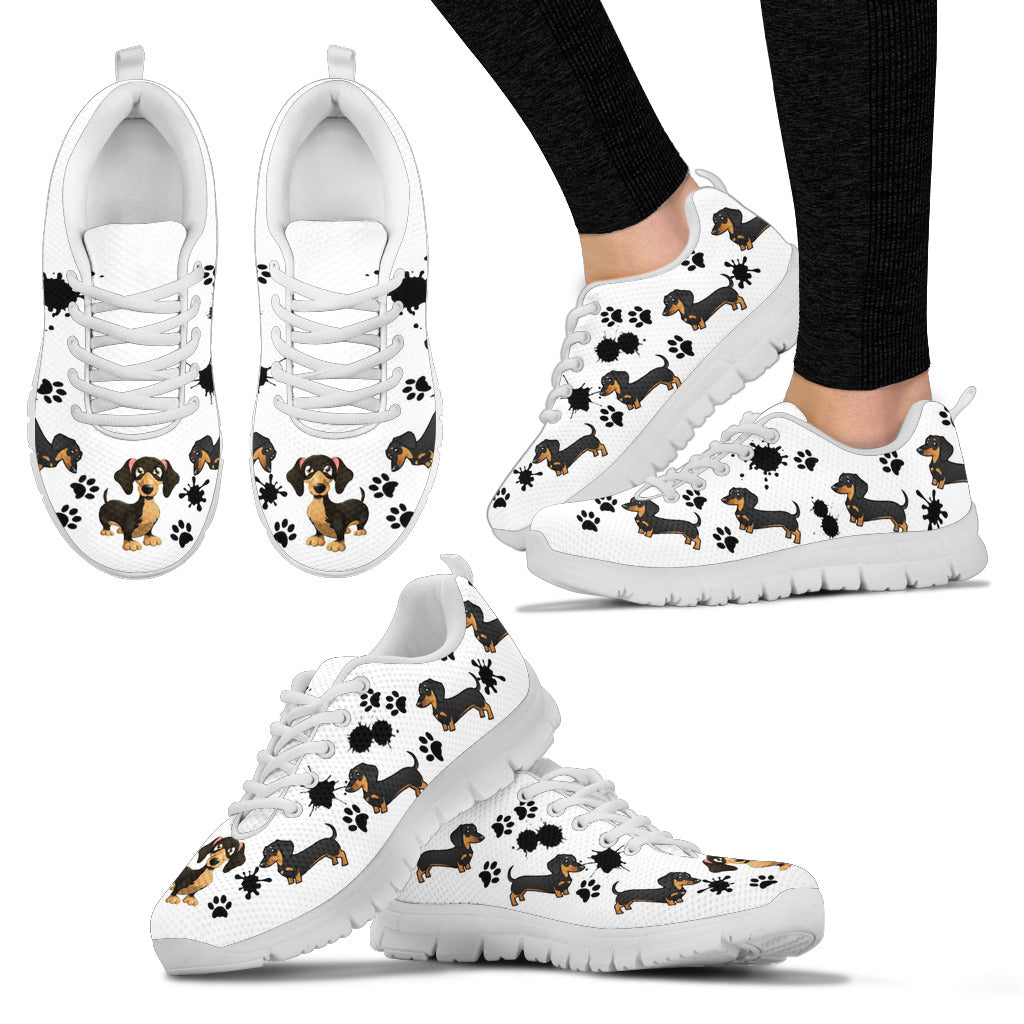White sneaers with black dachsunds and spots - JaZazzy 
