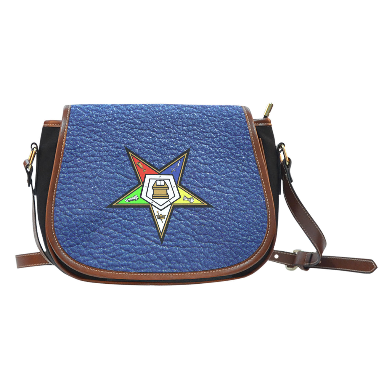 OES Saddle Bag_Assorted Logo Leather Print - JaZazzy 