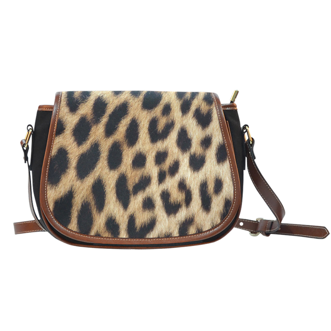 Leopard Fur Print Ladies Saddle Handbag - JaZazzy 