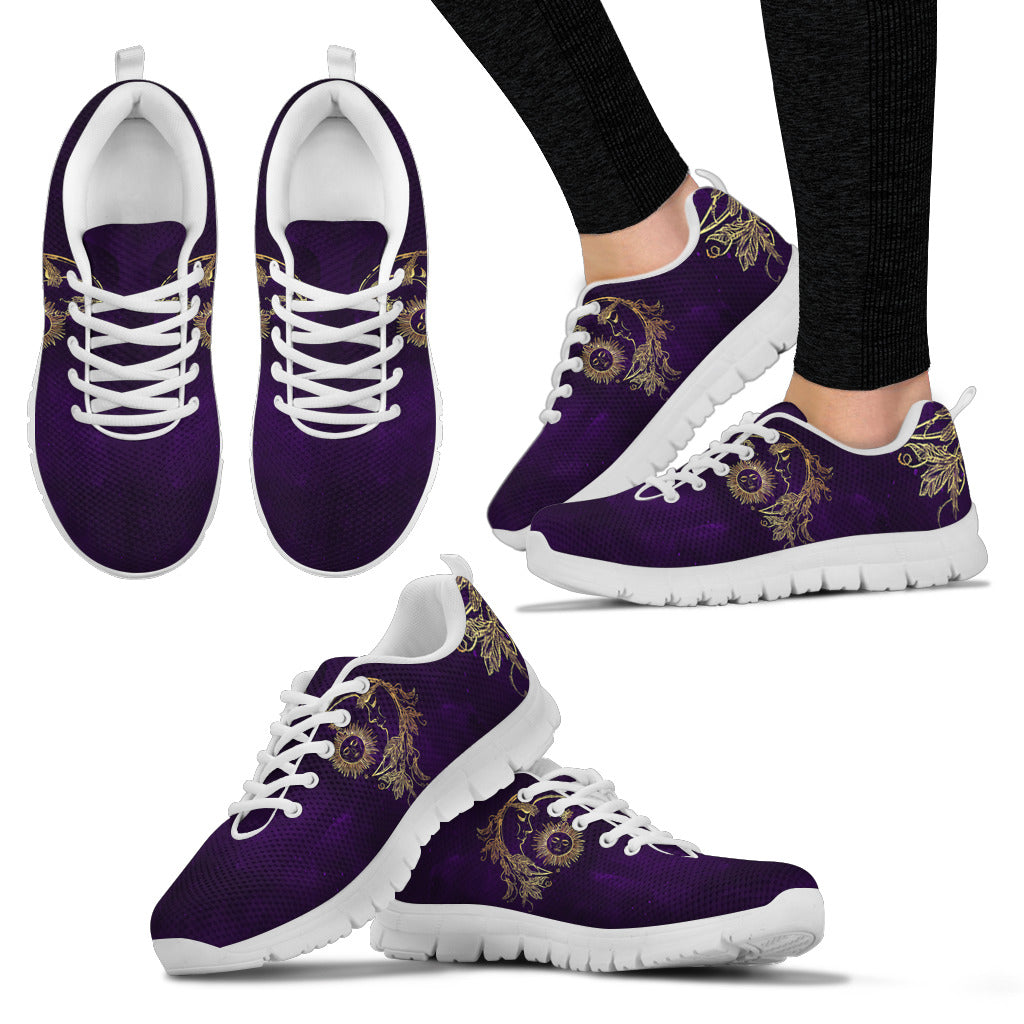 Womens Sun and Moon Dark Purple Sneakers. - JaZazzy 