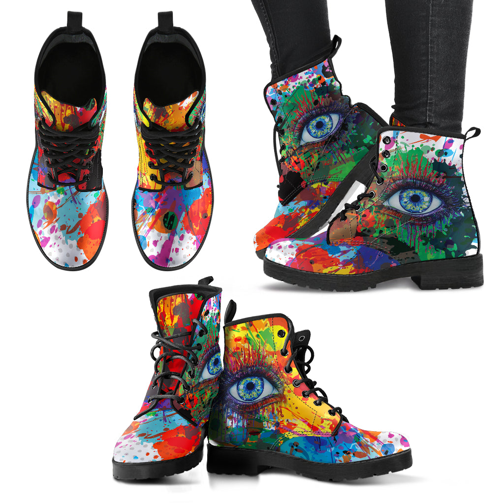Rainbow Eye Handcrafted Boots - JaZazzy 