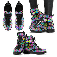 Thumbnail for Make Love Not War Women's Leather Boots - JaZazzy 