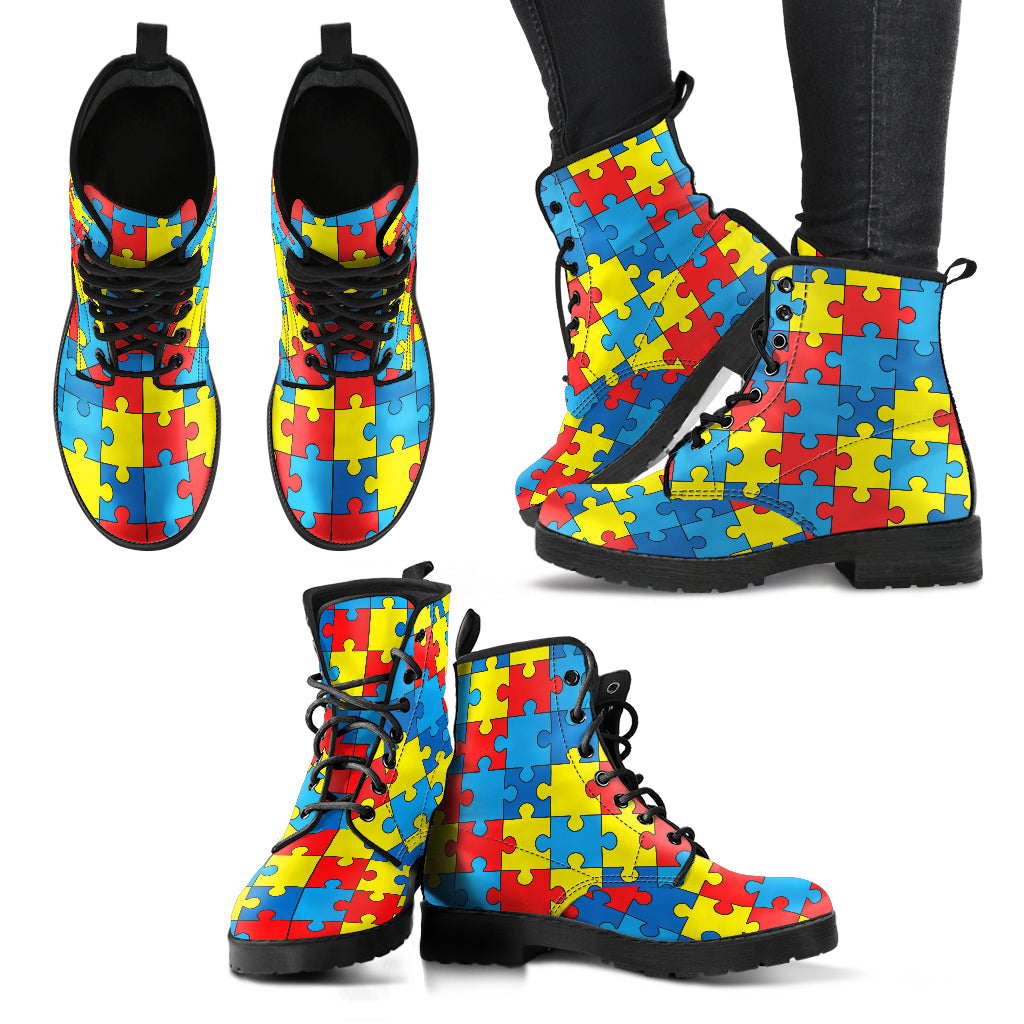 Autism Awareness Handcrafted Boots - JaZazzy 