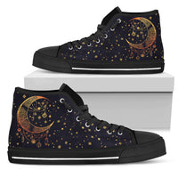 Thumbnail for Womens Gold Moon and Stars High Top - JaZazzy 