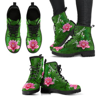 Thumbnail for Dragonfly With Lotus Flower Handcrafted Boots V4 - JaZazzy 