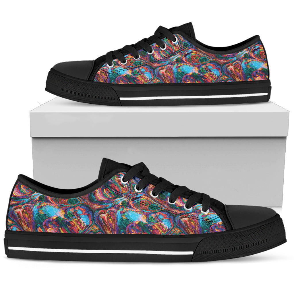 Abstract Oil Paintings P1 - Women's Low Top Shoes (Black) - JaZazzy 
