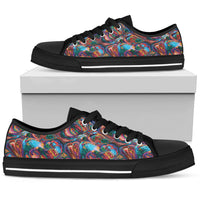 Thumbnail for Abstract Oil Paintings P1 - Women's Low Top Shoes (Black) - JaZazzy 