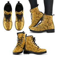 Thumbnail for 3d Yellow Floral Ladies Leather Boots - JaZazzy 