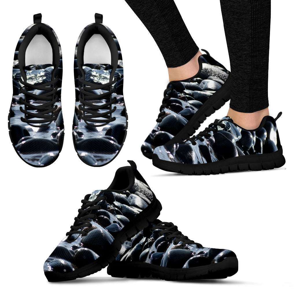 Women's Sneaker Black - Rocky Shore Design - JaZazzy 