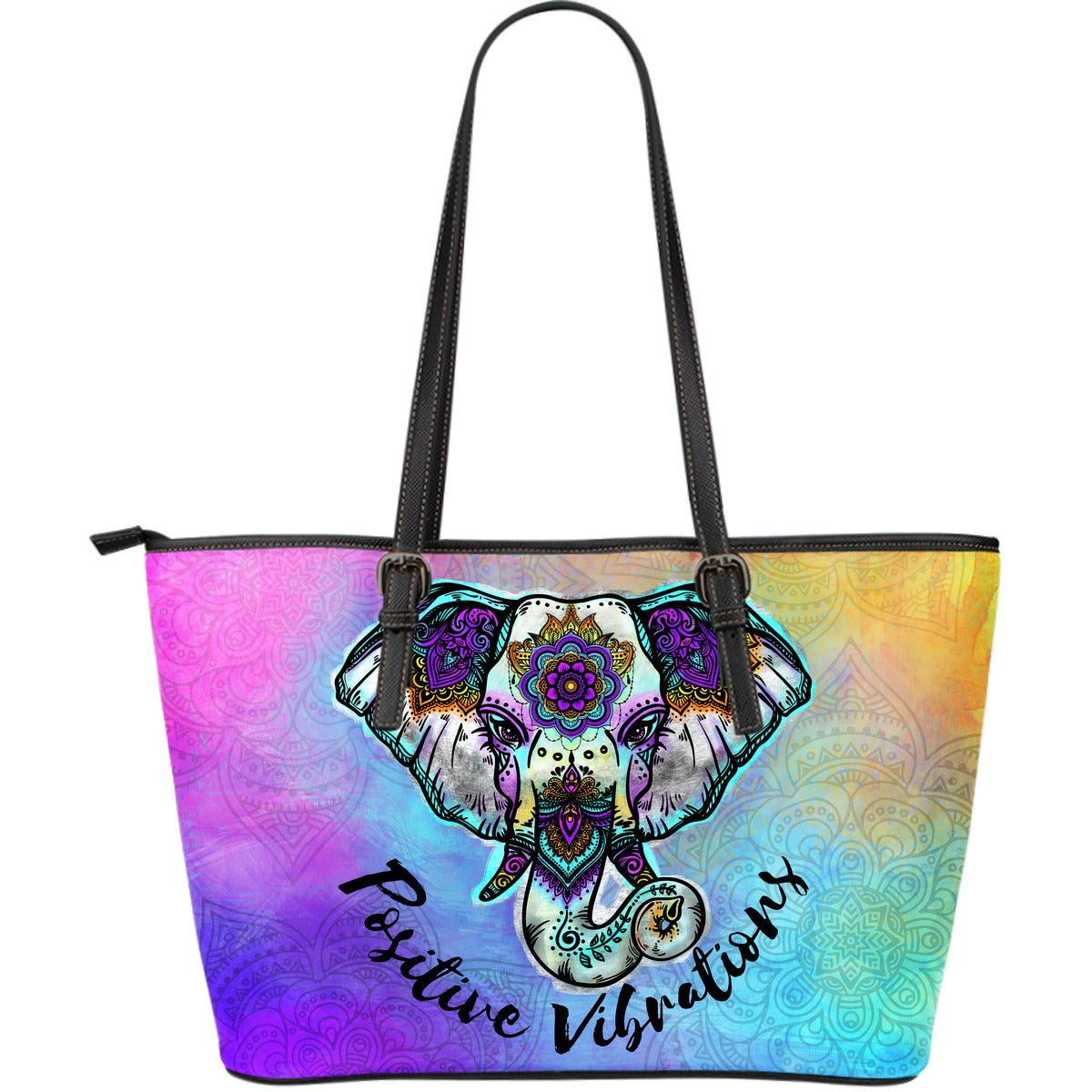 Positive Vibrations Large Leather Tote Bag - JaZazzy 