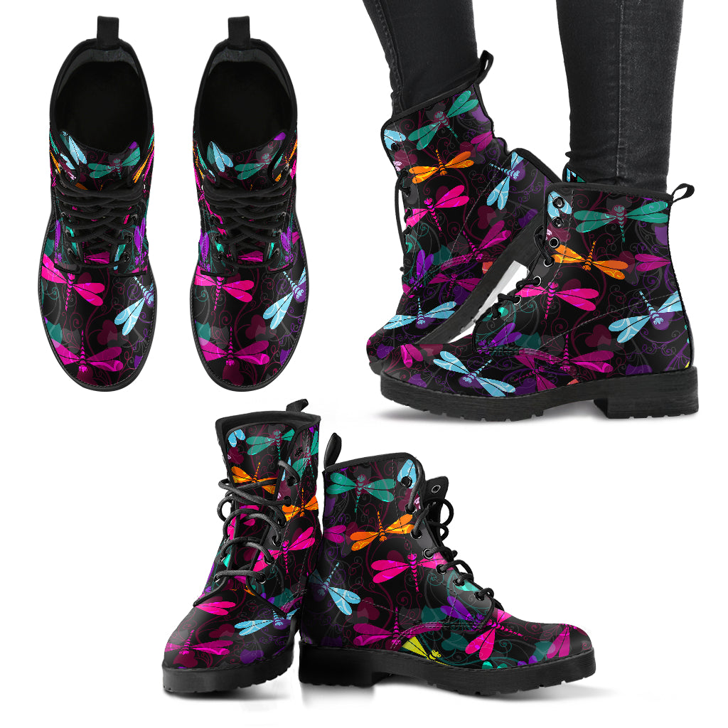 Handcrafted Dragonfly Pattern Boots - JaZazzy 