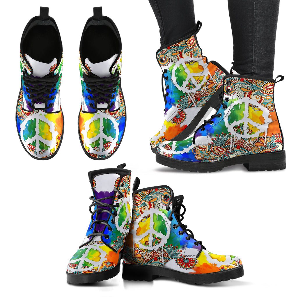 Colorful Peace Henna Handcrafted Boots - JaZazzy 