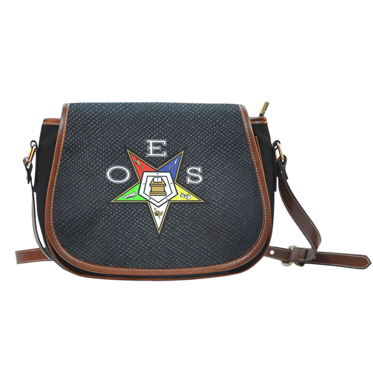 OES Saddle Bag_Assorted Logo Leather Print v2 - JaZazzy 