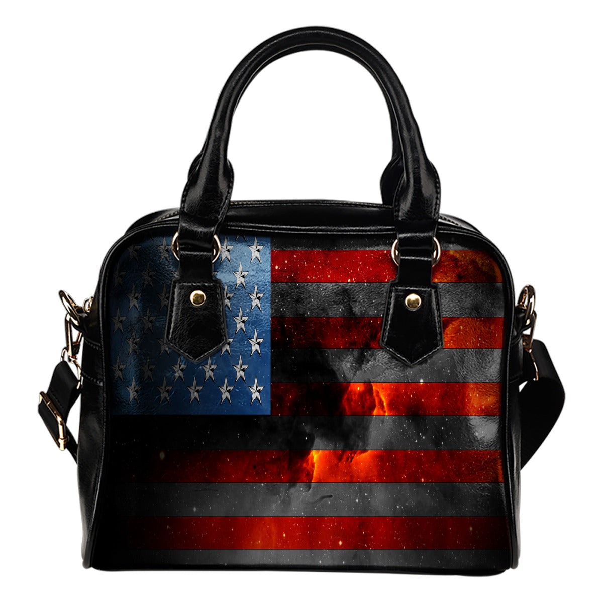 American Space Flag Leather Shoulder Handbag - JaZazzy 