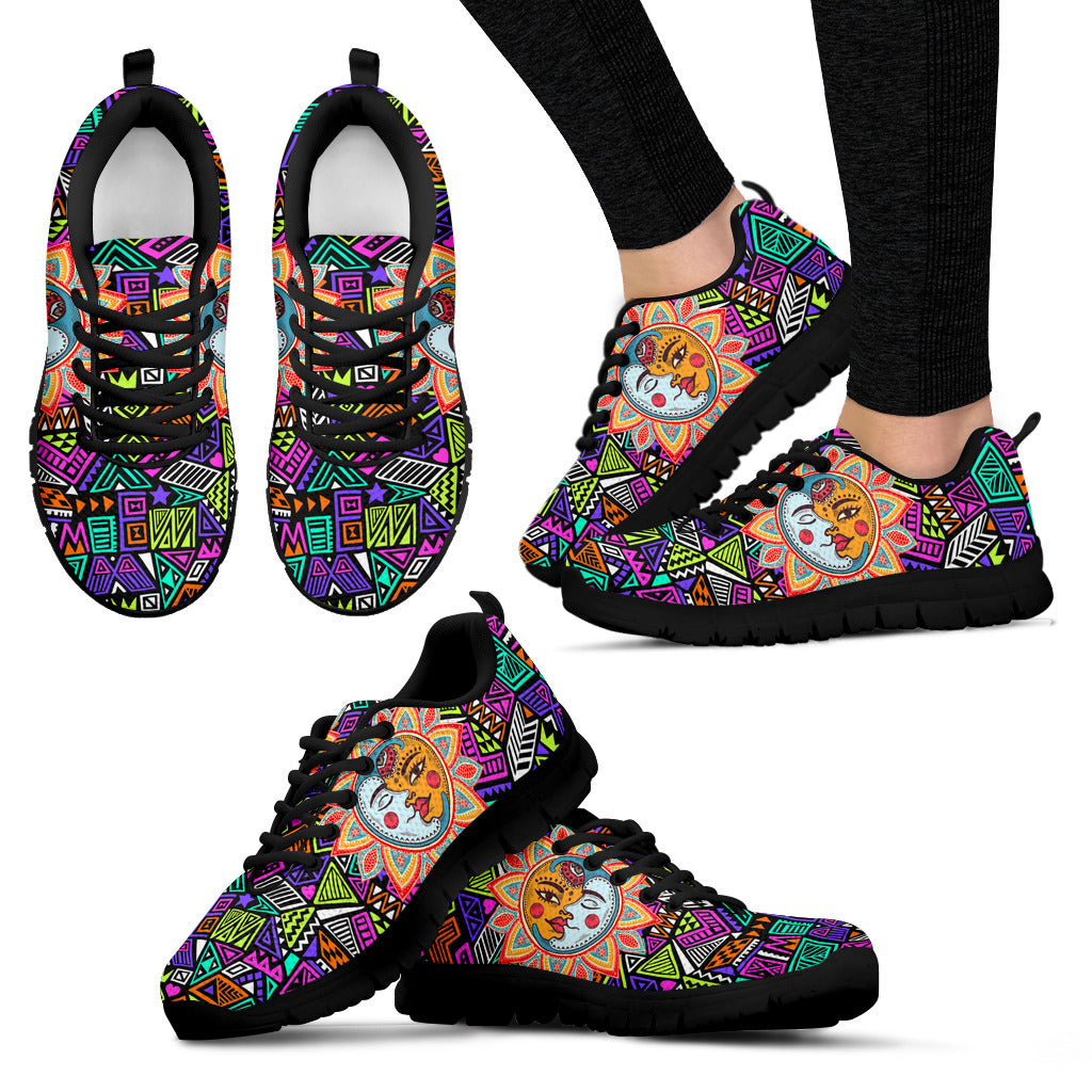 Womens Multi-Color Sun and Moon Sneakers - JaZazzy 