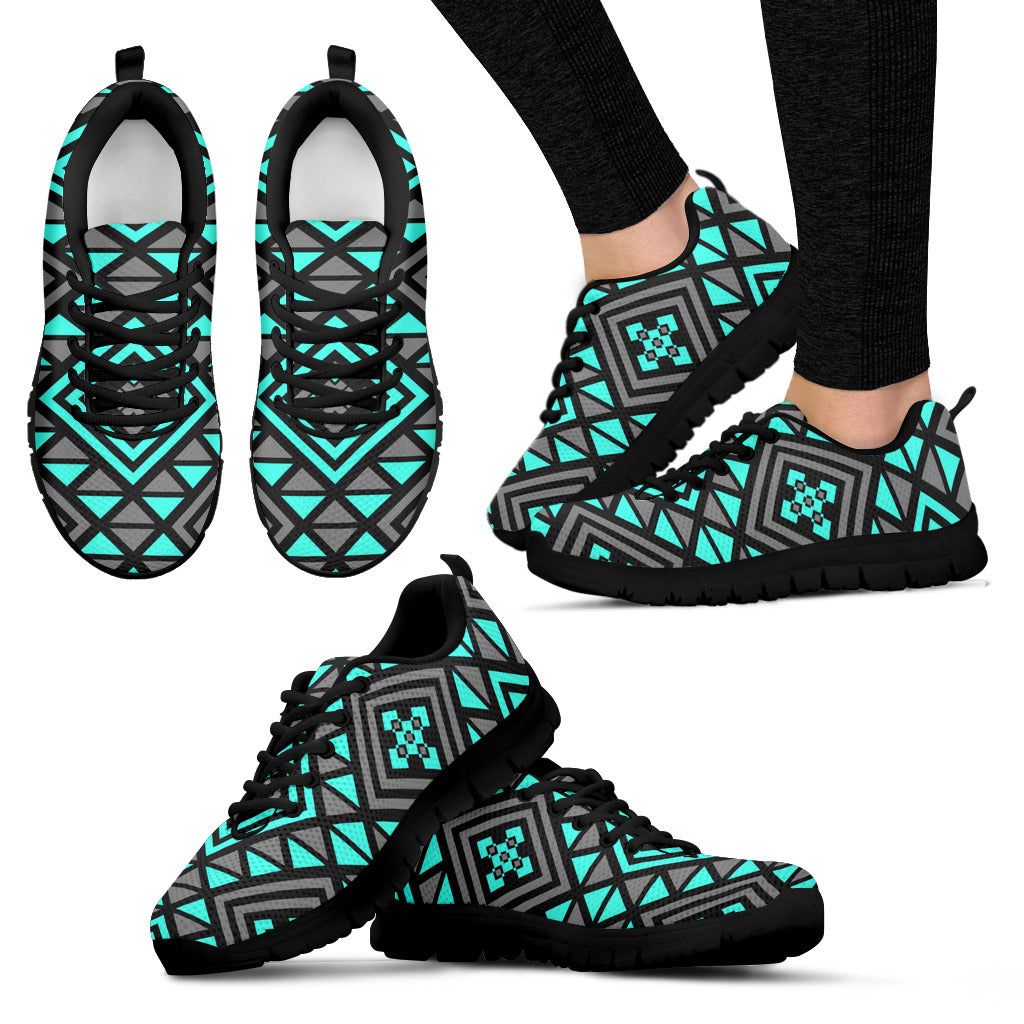 Boho Seamless Blue Pattern Sneakers - JaZazzy 