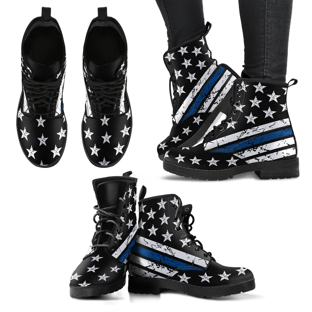 Thin Blue Line Handcrafted Boots - JaZazzy 