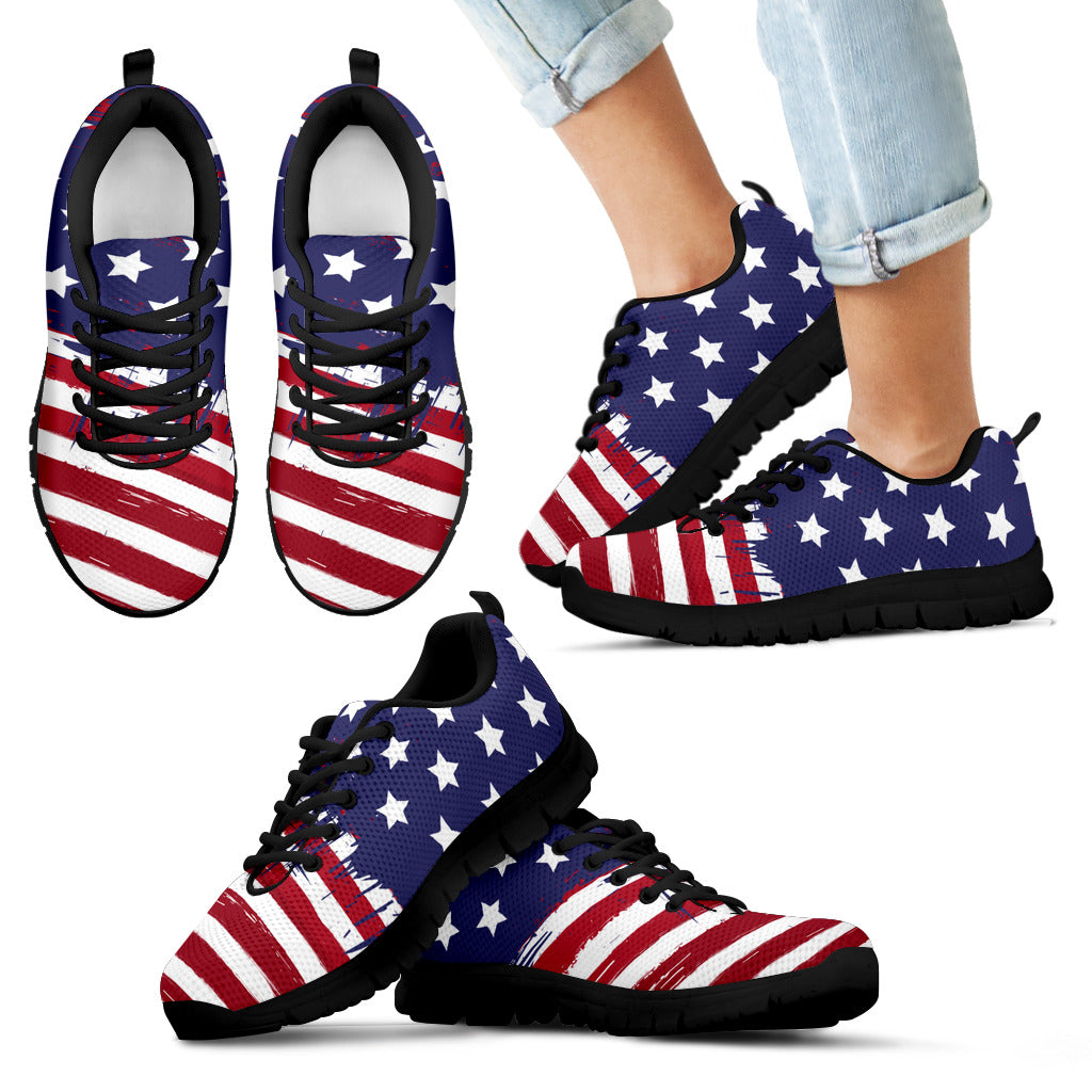 American Flag - Black sole sneaker - JaZazzy 