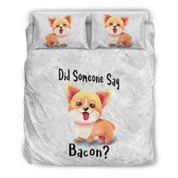 Thumbnail for Did Someone Say Bacon Corgi Dog Bedding Set Beige Lining - JaZazzy 