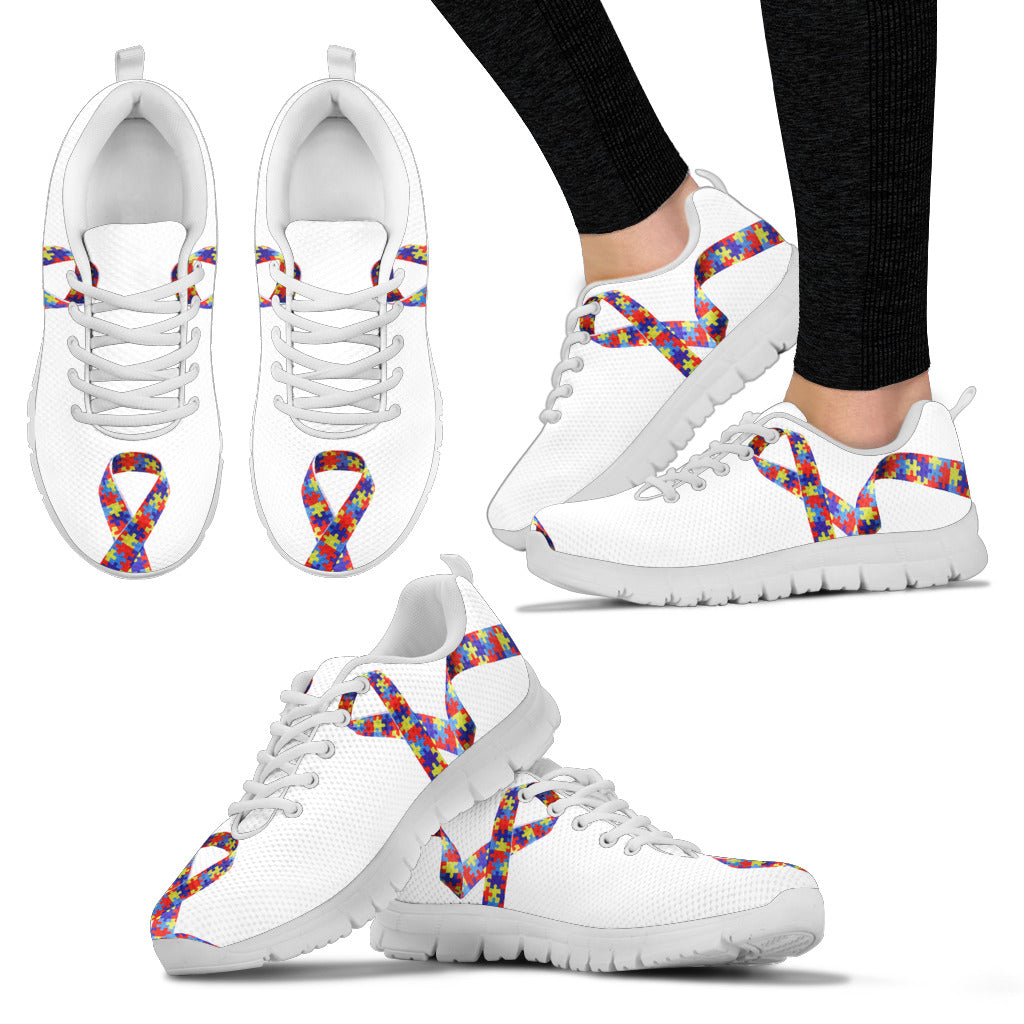 Womens Autism Awareness Ribbon Puzzle Sneakers. - JaZazzy 